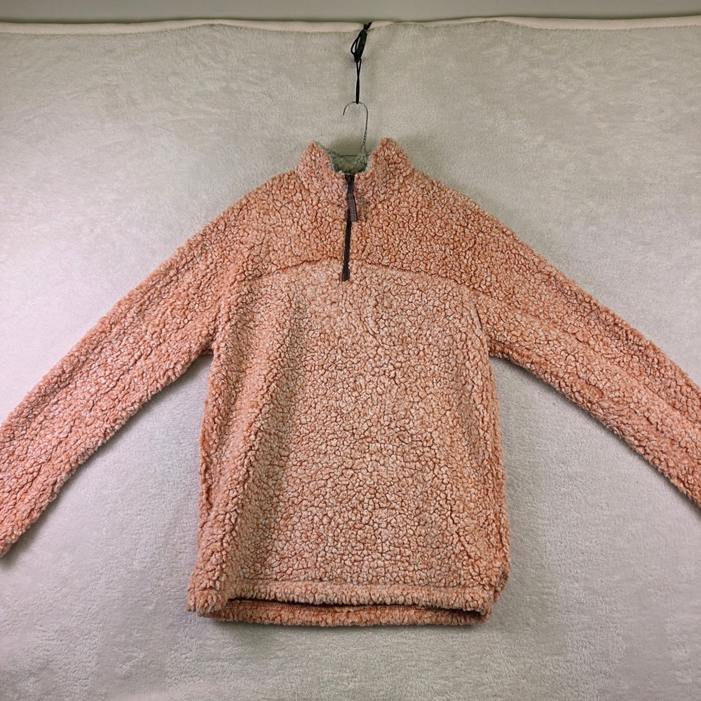 True Grit American Outdoor Co Peach Sherpa Fleece Quarter Zip Pullover XS